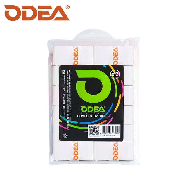 Surgrips de tennis ODEA – Pack de 12 (blanc)